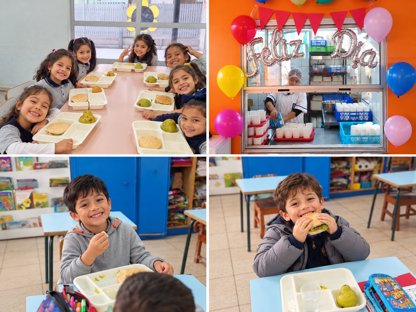 Collage escolar de celebración y almuerzo feliz (1)