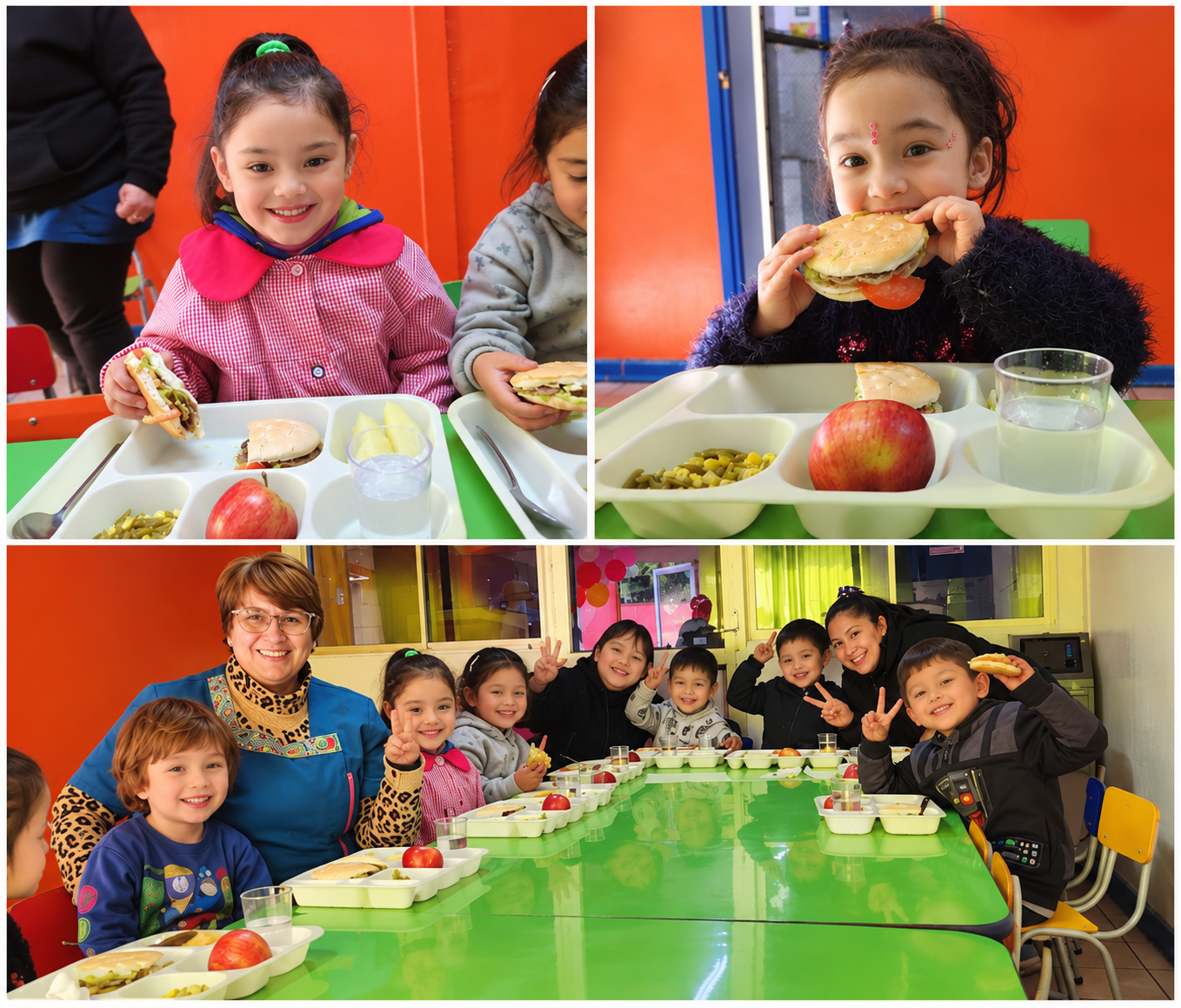 Collage colorido del comedor escolar